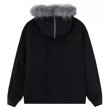 ER ER Vintage Letter Embroidered Hooded Jacket