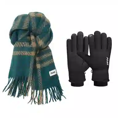 匹克 【降温必备|礼盒可选】冬季加厚柔软亲肤保暖防寒韩系格子百搭 聚酯纤维 绒线围巾 男女同款情侣款 绿色