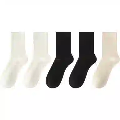 妮轻 羊毛保暖加厚纯色简约中筒袜 女款