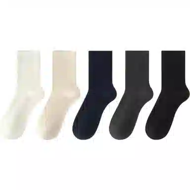 妮轻 羊毛保暖加厚纯色简约中筒袜 女款