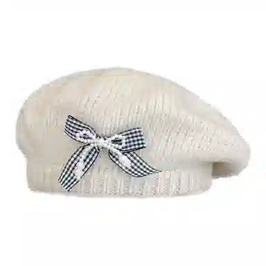 杨同学 韩版甜美蝴蝶结保暖#好运 涤纶 贝雷帽 女款