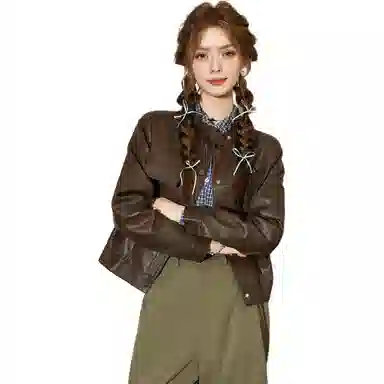 法文箱子 高级感小个子短款皮衣 女款