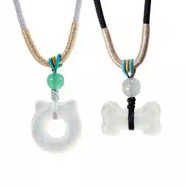 乃瑭 【吃定你了】天生一对猫耳朵猫头骨头 高品质新中式 浪漫甜蜜小众创意百搭 岫玉 项链 男女同款情侣款