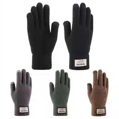 艾佳微 触屏保暖加绒双层加厚针织户外 纺羊绒 绒线手套 男女同款情侣款