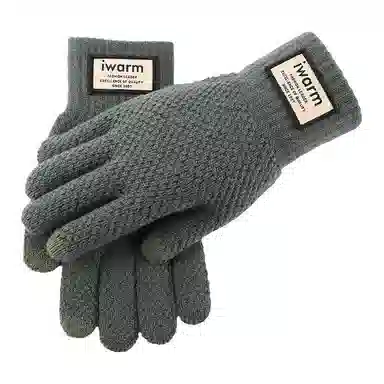 艾佳微 触屏保暖加绒双层加厚针织户外 纺羊绒 绒线手套 男女同款情侣款