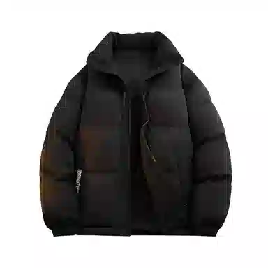 鸭鸭 基础款简约韩系解构袋口字母印花图案设计感运动休闲山系户外通勤撞色防风防寒宽松柔软百搭舒适保暖立领面包羽绒服 男女同款