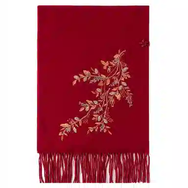 上海故事 刺绣珠绣盘精致柔软优雅扣两用 绵羊毛 绒线围巾 女款