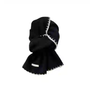 北极绒 高级韩版百搭氛围感软糯针织锁边护颈 聚酯纤维 绒线围巾 男女同款情侣款