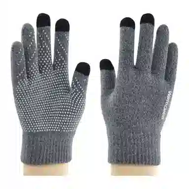 艾佳微 【保暖必备】触屏男士加绒加厚防滑保暖韩版大学生通用 毛线 绒线手套 男女同款情侣款