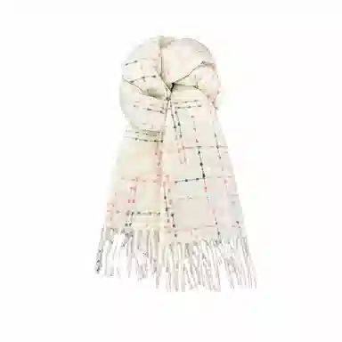 北极绒 韩版潮流高级虚线格子氛围感百搭保暖披肩围脖 聚酯纤维 绒线围巾 男女同款情侣款