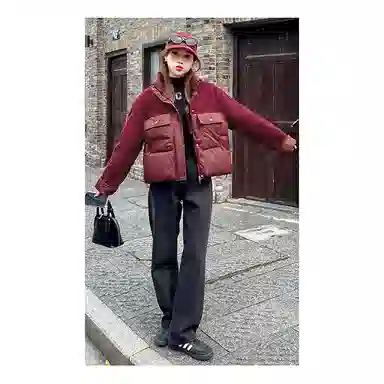 丝絮丝绸 冬季时尚韩版宽松加厚连帽面包服保暖外套棉服 女款