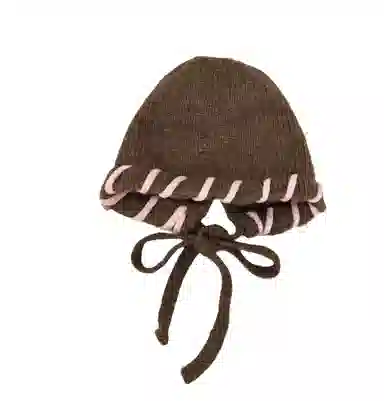 艾佳微 锁边拼色冷帽可爱针织护耳防风保暖慵懒风 腈纶 绒线帽 男女同款情侣款