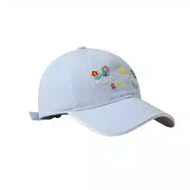 稻草人 韩版甜美可爱 显脸小 简约休闲百搭 刺绣字母小花 棉 鸭舌帽 女款