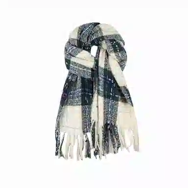 北极绒 氛围感秋冬韩版复古格纹软糯保暖百搭 聚酯纤维 绒线围巾 男女同款情侣款