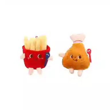 丹琴 创意薯条小汉堡可爱公仔书包包挂饰玩偶车钥匙扣 毛绒/合金 挂件 男女同款情侣款