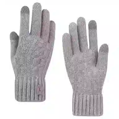 艾佳微 触屏加绒防寒毛线针织五指骑行提花保暖户外 羊驼绒 绒线手套 男女同款情侣款