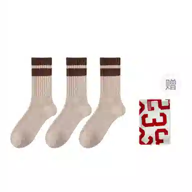 二三二三 羊毛保暖抗寒撞色条纹运动袜舒适柔软吸汗透气高弹居家休闲袜日常通勤跑步爬山健身骑行滑雪中筒袜 男款