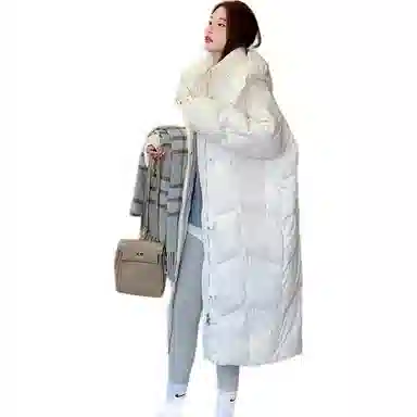 敲模女孩 韩系学院风长款过膝宽松加厚面包服棉服 女款