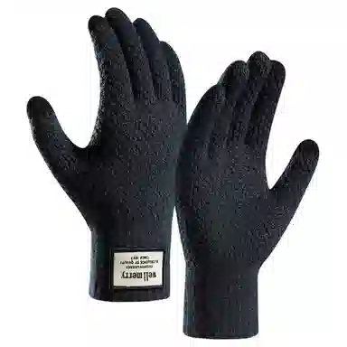 艾佳微 男士针织大码加绒加厚提花防寒保暖毛线触屏上班通勤户外骑行 涤纶 绒线手套 男女同款情侣款