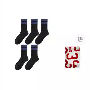 二三二三 羊毛保暖抗寒撞色条纹运动袜舒适柔软吸汗透气高弹居家休闲袜日常通勤跑步爬山健身骑行滑雪中筒袜 男款