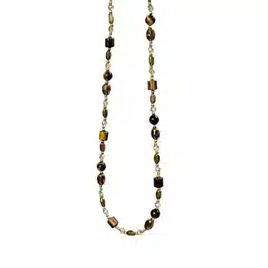 韵系 精致复古咖色串珠 铜镀金 项链 女款