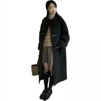 邓大喵 灰色呢子外套女秋冬毛呢高级感超好看百搭小个子中长款穿搭大衣 女款