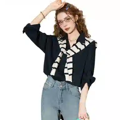 法文箱子 针织披肩复古衬衫 女款