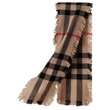 红豆 细绵格子条纹简约大方 羊毛 绒线围巾 男女同款情侣款