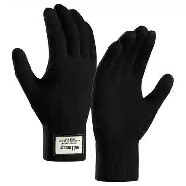 艾佳微 男士针织大码加绒加厚提花防寒保暖毛线触屏上班通勤户外骑行 涤纶 绒线手套 男女同款情侣款