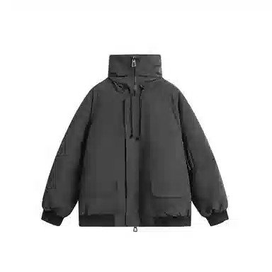 欧迪芬 复古简约纯色学院风加厚保暖防风百搭舒适户外休闲运动登山旅行多口袋工装外套无性别主义情侣款可拆卸毛领立领连帽棉服 男女同款