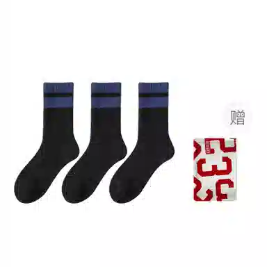 二三二三 羊毛保暖抗寒撞色条纹运动袜舒适柔软吸汗透气高弹居家休闲袜日常通勤跑步爬山健身骑行滑雪中筒袜 男款