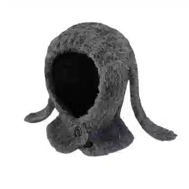 北极绒 可爱兔子耳朵毛绒韩版针织百搭护耳套头帽 聚酯纤维 绒线帽 男女同款情侣款