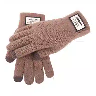 艾佳微 触屏保暖加绒双层加厚针织户外 纺羊绒 绒线手套 男女同款情侣款