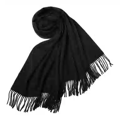 红豆 品牌简约纯色素色灰色白色黑色特级斜纹披肩两用 羊毛 绒线围巾 男女同款情侣款