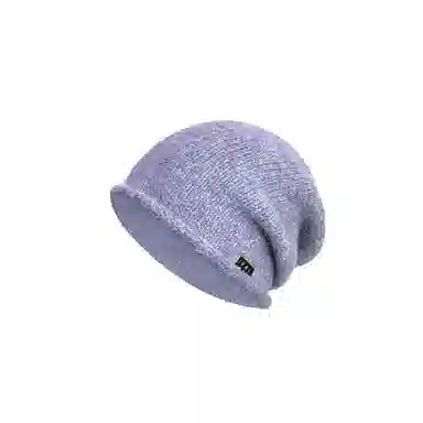 艾佳微 针织毛绒冷帽大头围复古卷边堆堆帽显脸小保暖帽子潮 腈纶 绒线帽 男女同款情侣款