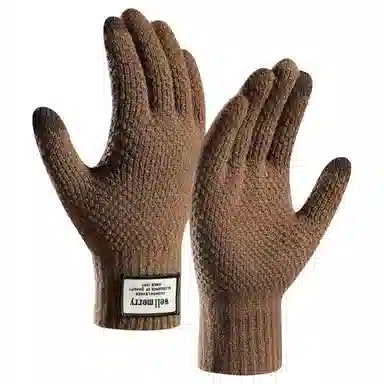 艾佳微 男士针织大码加绒加厚提花防寒保暖毛线触屏上班通勤户外骑行 涤纶 绒线手套 男女同款情侣款