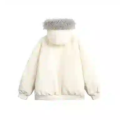 欧迪芬 复古简约纯色学院风加厚保暖防风百搭舒适户外休闲运动登山旅行多口袋工装外套无性别主义情侣款可拆卸毛领立领连帽棉服 男女同款