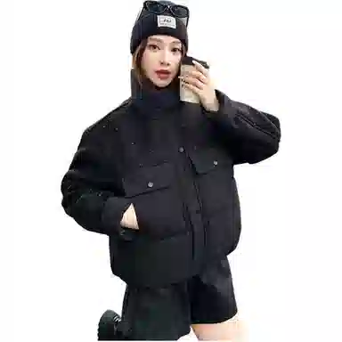 丝絮丝绸 冬季时尚韩版宽松加厚连帽面包服保暖外套棉服 女款