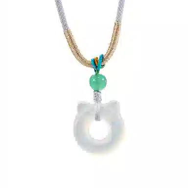 乃瑭 【吃定你了】天生一对猫耳朵猫头骨头 高品质新中式 浪漫甜蜜小众创意百搭 岫玉 项链 男女同款情侣款