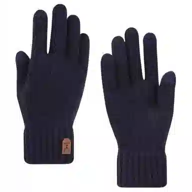 艾佳微 触屏加绒防寒毛线针织五指骑行提花保暖户外 羊驼绒 绒线手套 男女同款情侣款