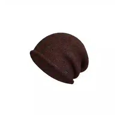 艾佳微 针织毛绒冷帽大头围复古卷边堆堆帽显脸小保暖帽子潮 腈纶 绒线帽 男女同款情侣款