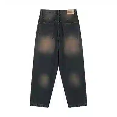 MIND ERROR Vintage Washed Embroidered Straight Jeans