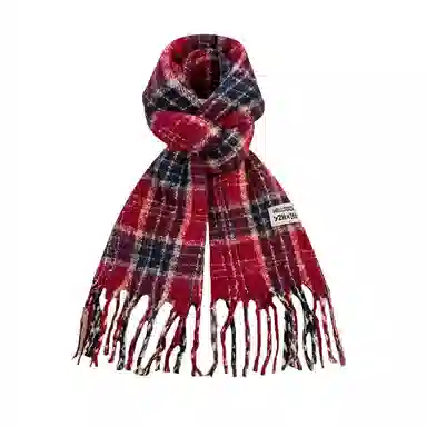 北极绒 秋冬季韩版高级感温暖格子百搭加厚加长披肩 聚酯纤维 绒线围巾 男女同款情侣款