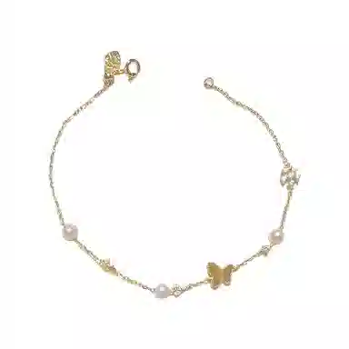 希遇 蝶栖心间 优雅可爱个性小众设计 日常通勤百搭 精致设计高级感竹节配饰 好运# 合金 手链 女款