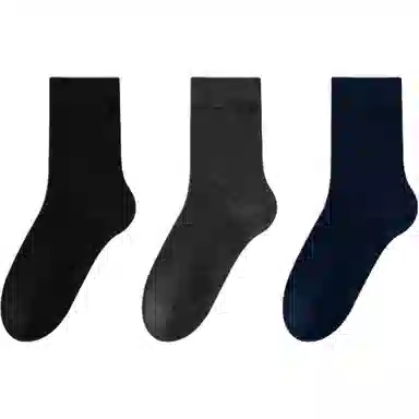 妮轻 羊毛秋冬季美利奴纯色简约中筒袜 男款