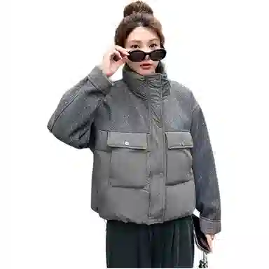 丝絮丝绸 冬季时尚韩版宽松加厚连帽面包服保暖外套棉服 女款