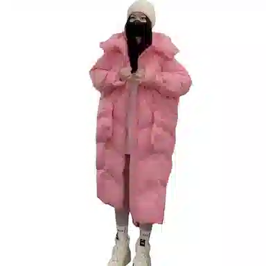 敲模女孩 韩系学院风长款过膝宽松加厚面包服棉服 女款