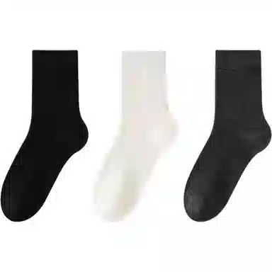 妮轻 羊毛秋冬季美利奴纯色简约中筒袜 男款