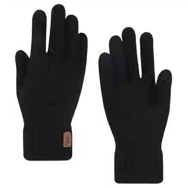 艾佳微 触屏加绒防寒毛线针织五指骑行提花保暖户外 羊驼绒 绒线手套 男女同款情侣款