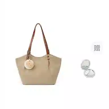 稻草人 美拉德风女大学生琥珀流光系穿搭大容量上课托特包复古精致小巧时尚百搭通勤腋下包 人造革 单肩包 女款 杏色 /卡其